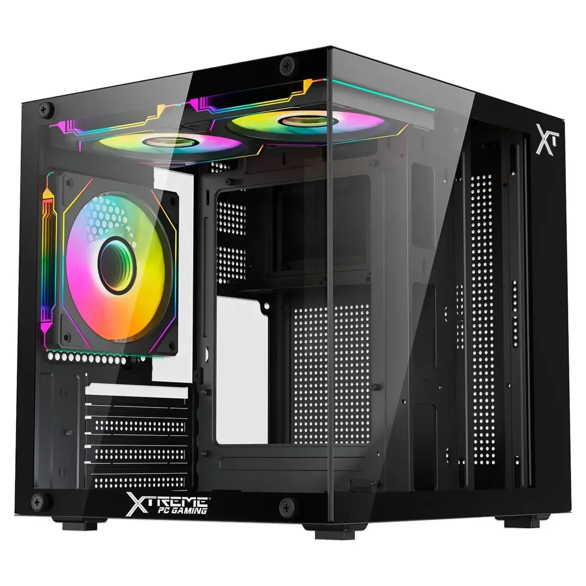 Armário compacto Xtreme PC Gaming Crystal Mini Tower 3 Fan Argb 500w Black CDXt3500bk