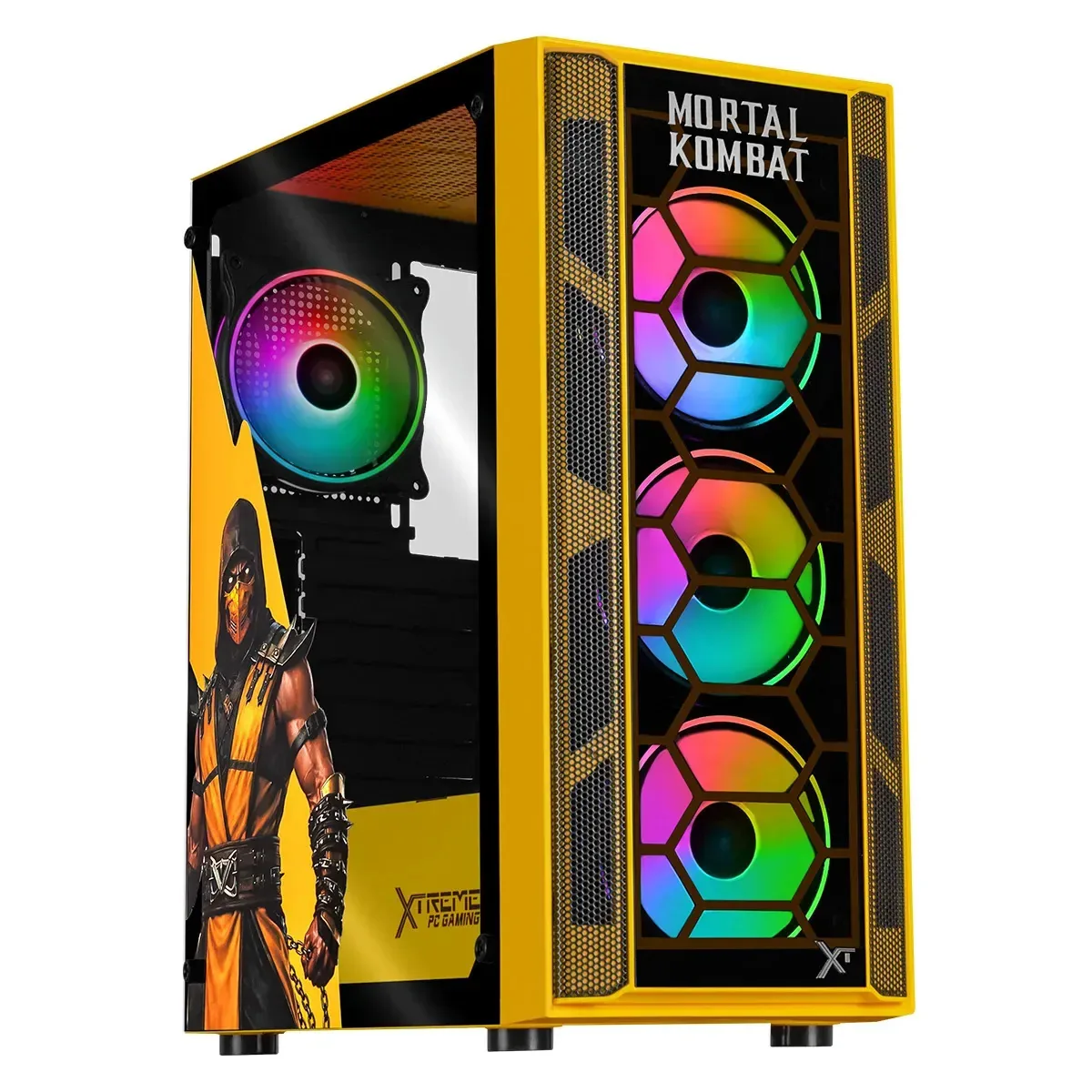 Capa para jogos Xtreme para PC Mortal Kombat Edition Half Tower 4 Fan Argb Yellow Cxtmokrye
