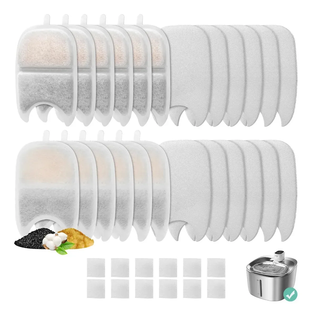 Conjunto de 12 filtros e esponjas de reposição para White A Fountain
