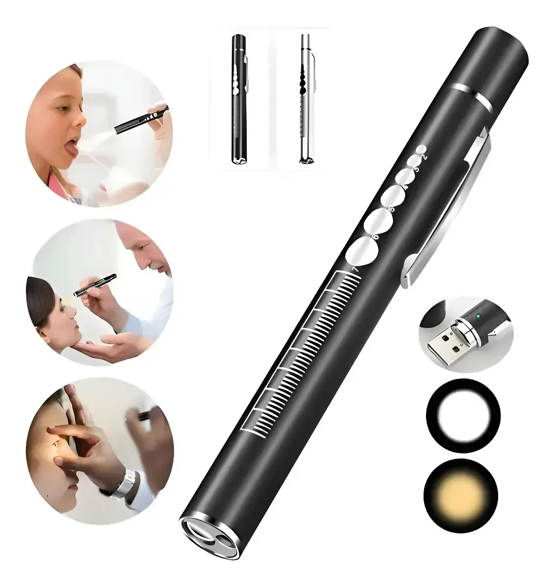 Lâmpada de diagnóstico recarregável Youmishop Medical Light branco-amarelo branco amarelo preto