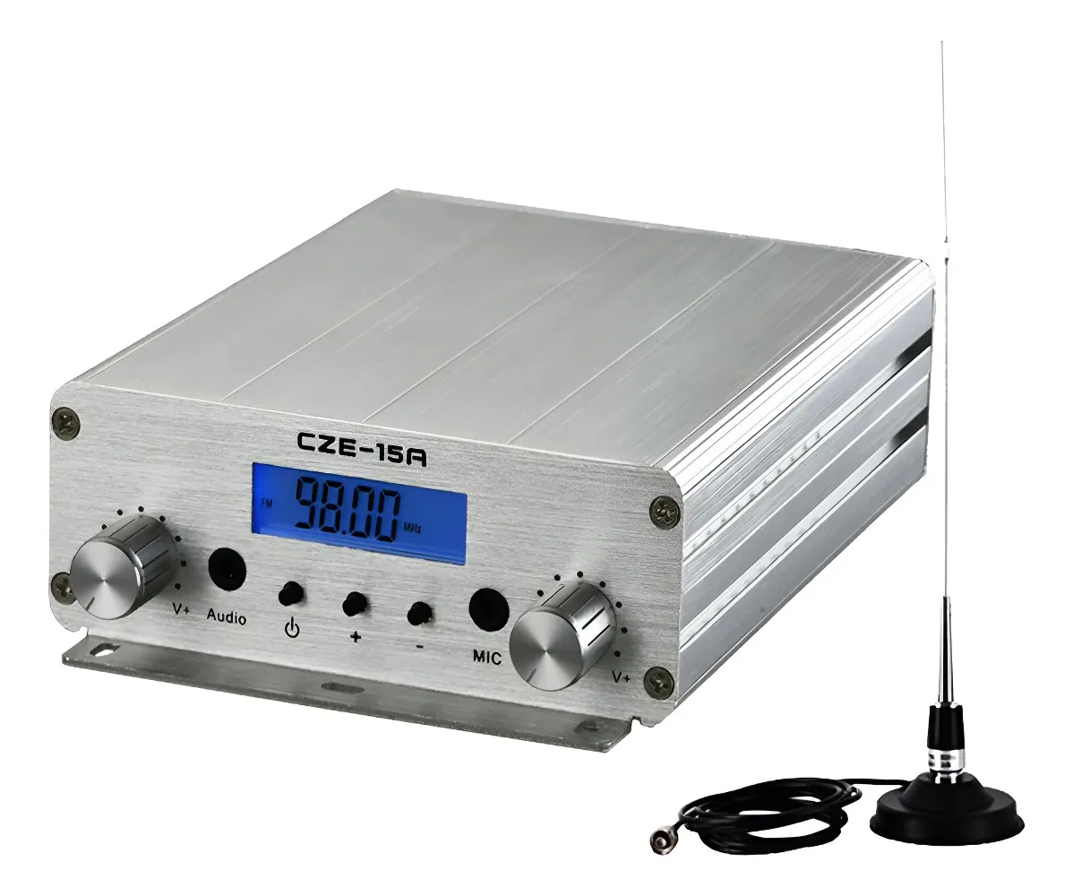 Transmissor FM 15w para igreja, estação de rádio estéreo