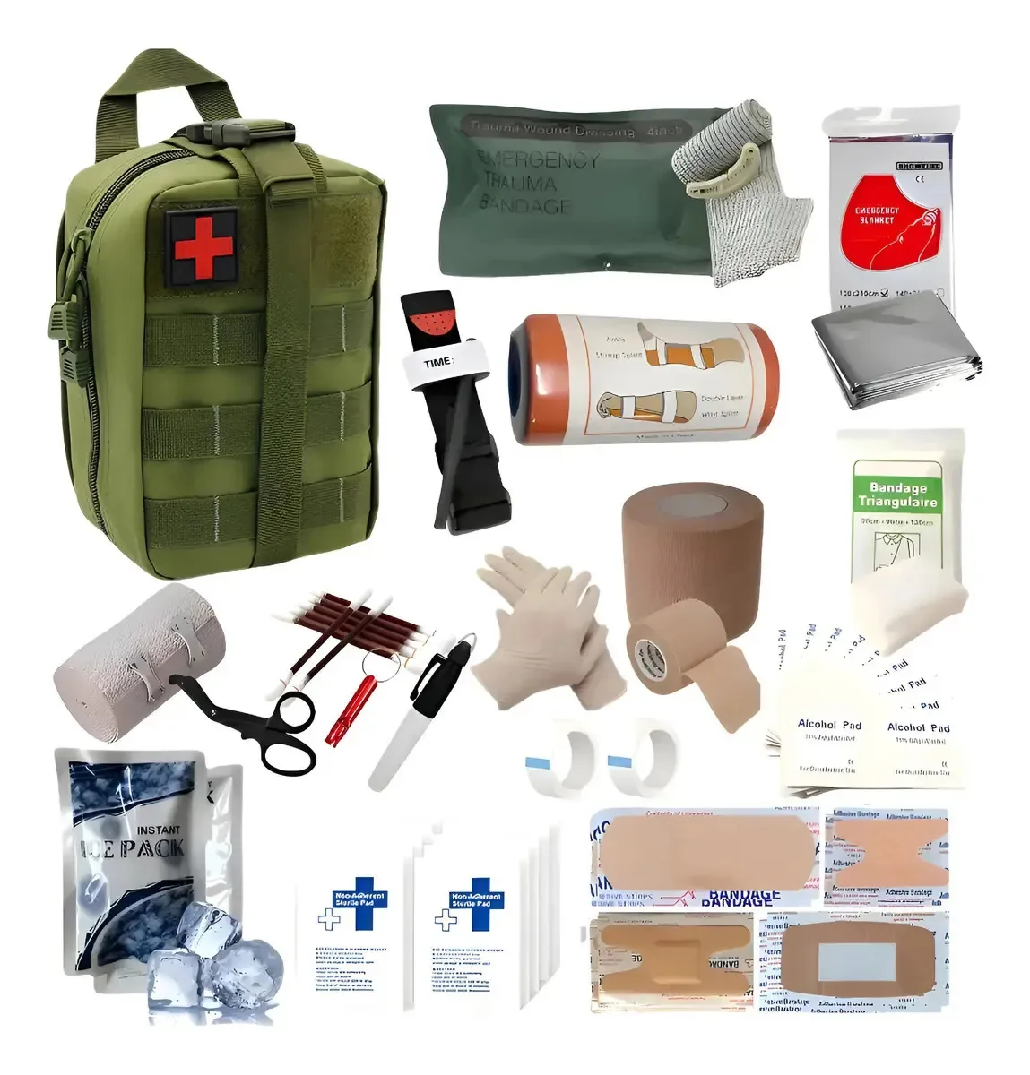 Kit de primeiros socorros para fraturas de trauma tático Ifak, 53 unidades