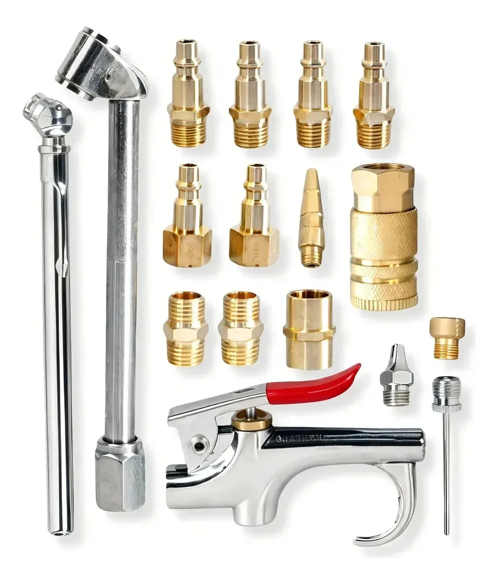 Conjunto de acessórios pneumáticos de 17 peças para compressor de ar
