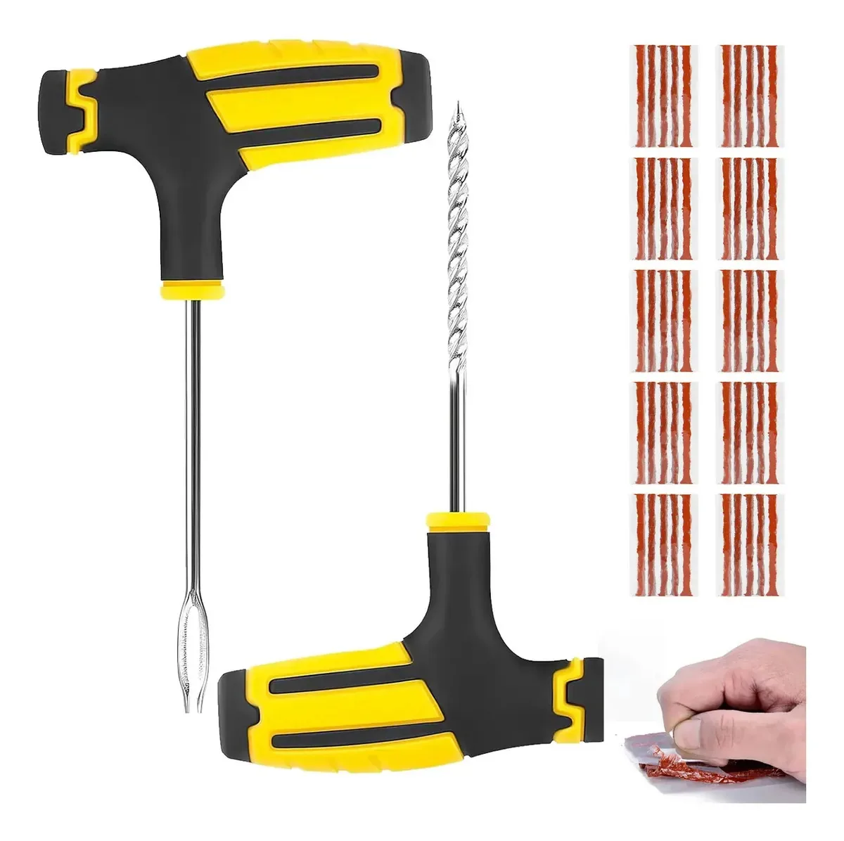 Kit de remendos de pneus, 52 peças com ferramentas para remendar pneus sem uma câmera, automóvel e motocicleta