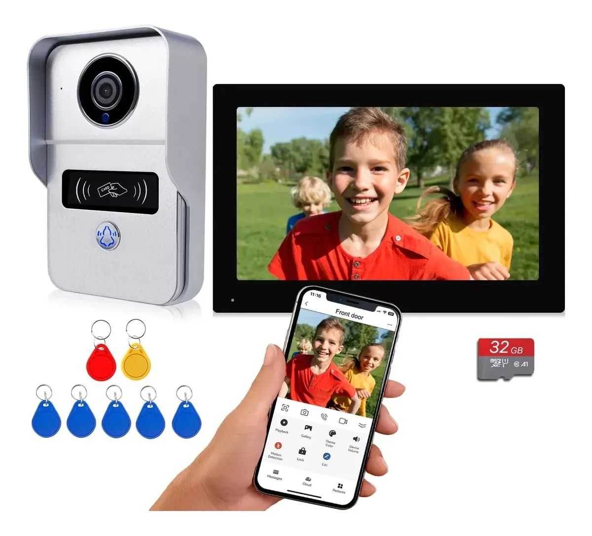 Intercomunicador de vídeo Amocam 1080p Monitor 7 Wifi com monitor