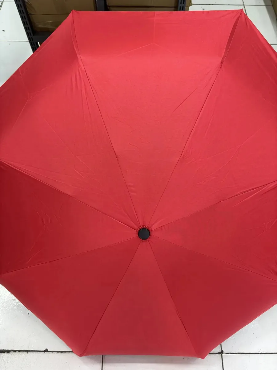 Guarda-chuva dobrável manual de 96 cm para chuva ou sol vermelho