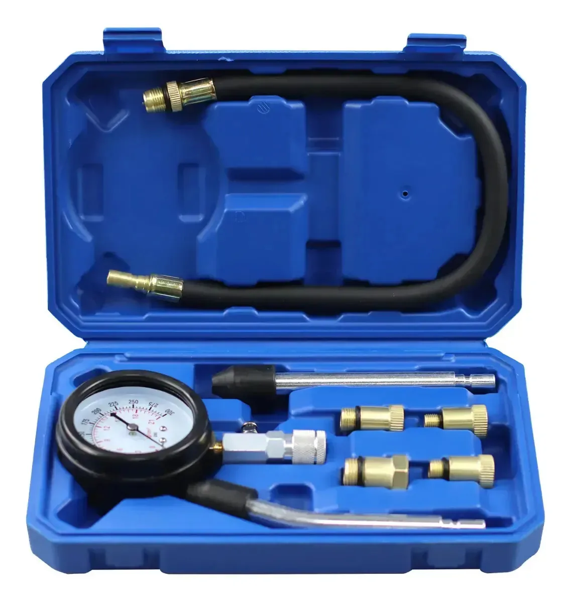 Verificador de compressão de cilindros Professional Motor Medidor de compressão para cilindros do motor azul