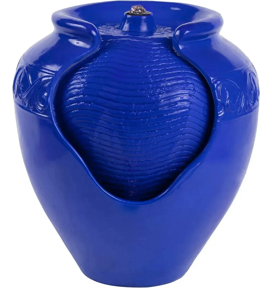 Fonte de água decorativa com luzes LED internas e azul