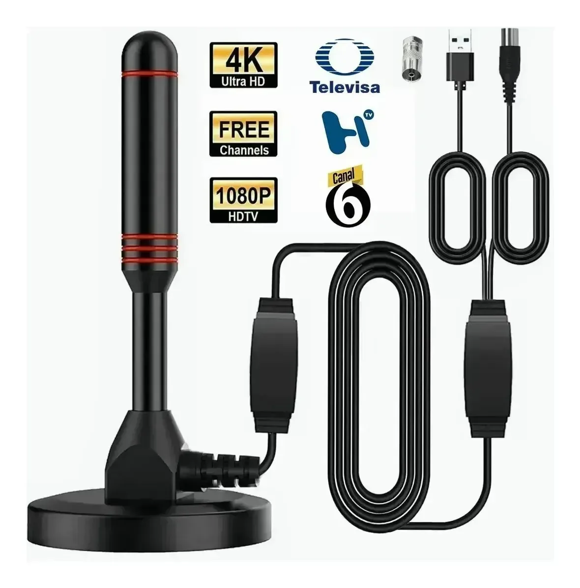 Antenas de TV digital HDTV internas 4K 1080p, com amplificador de sinal de alto ganho, reduz interferências e ruídos, fácil instalação sem furadeiras MUNGQUBE