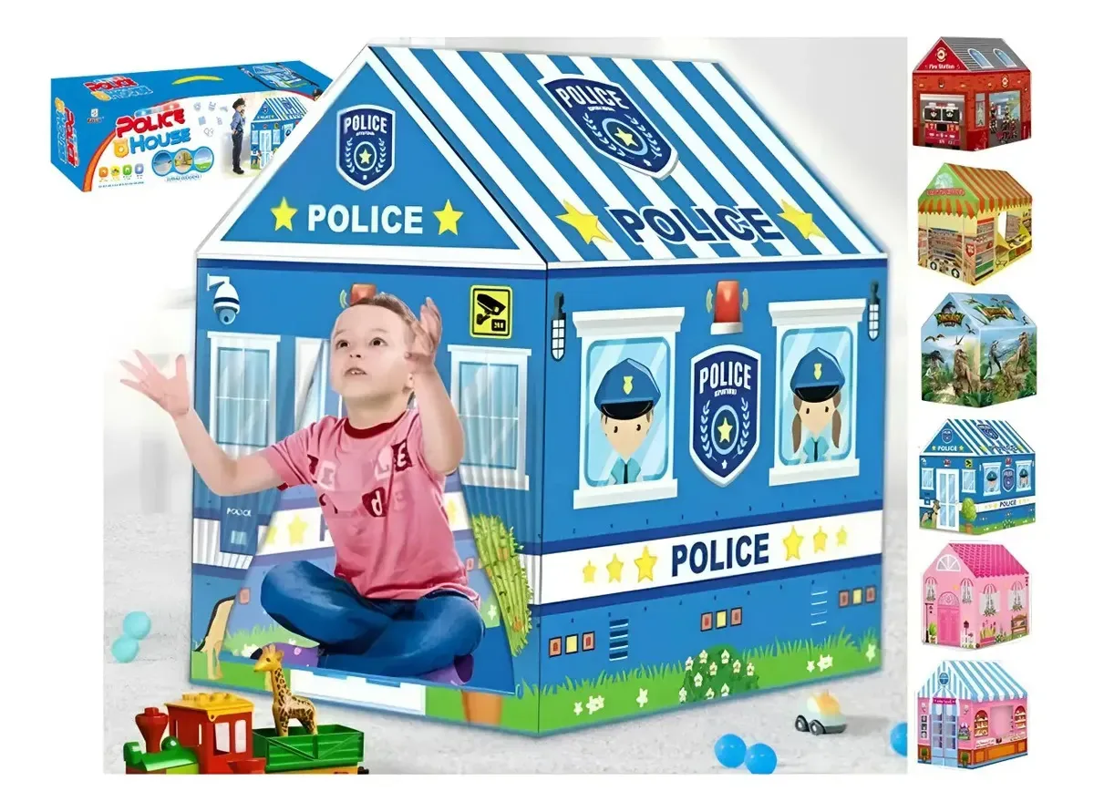 Barraca infantil Toy House: espaço policial de jogo e papel