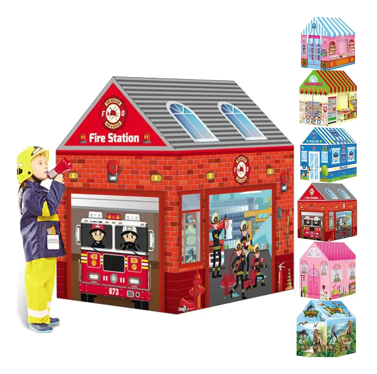 Tenda de casa de brinquedos para crianças: jogos e papéis: bombeiros espaciais