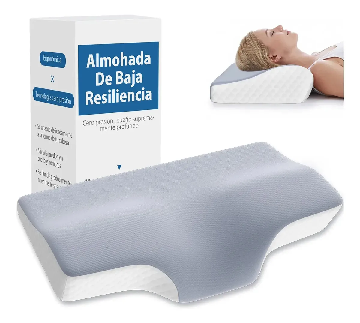 Almofada ortopédica cervical ergonômica Juopld, espuma viscoelástica, espuma viscoelástica, tecido fresco e respirável, agradável ao toque, antiácaros e hipoalergênica, capa lavável
