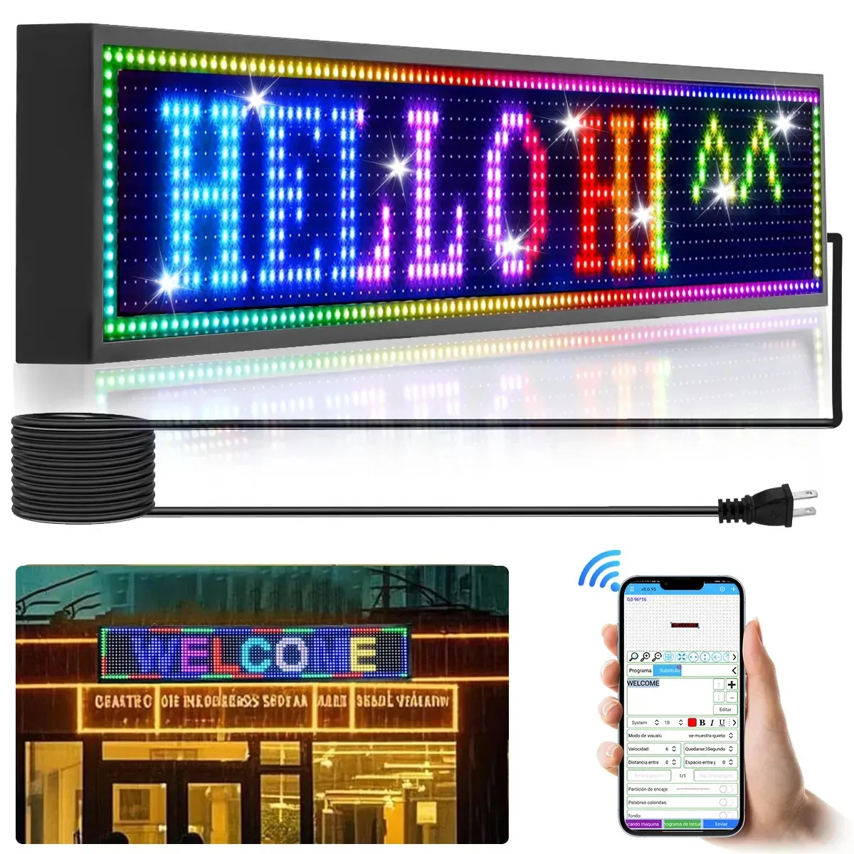 Sinal LED programável JUOPLD Full Color P10