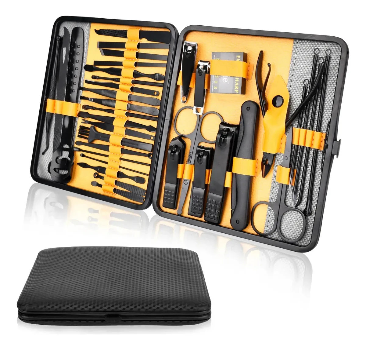 Conjunto multifuncional de manicure e pedicure, 36 unidades, amarelo