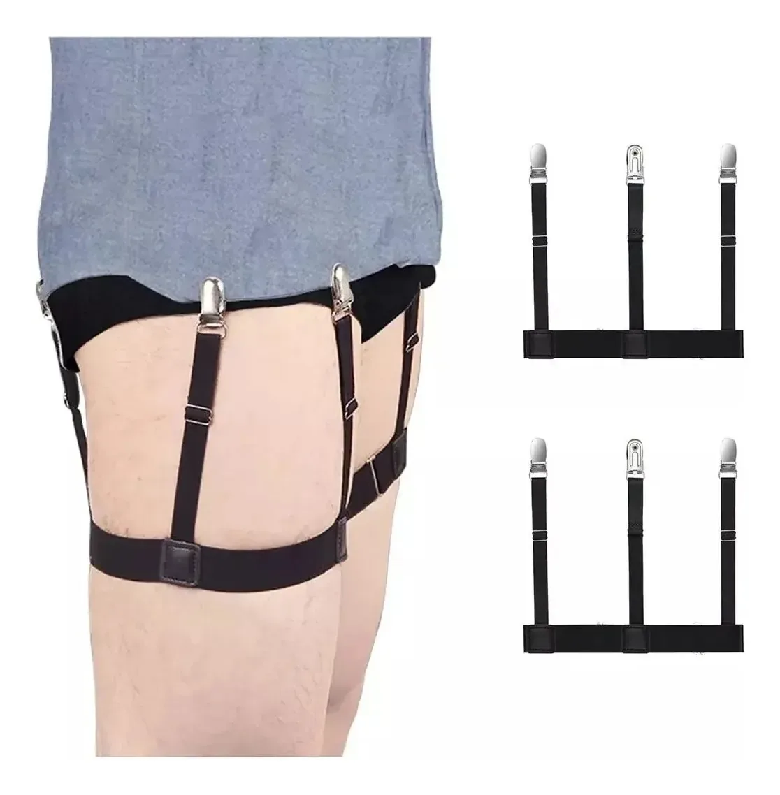 Sutiãs elásticos de escritório, alças para camisa masculina, pacote com 2 unidades verticais pretas