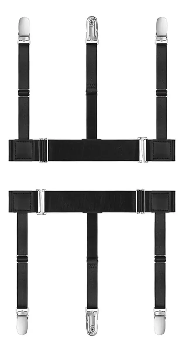 Sutiãs elásticos de escritório, alças para camisa masculina, pacote com 2 unidades verticais pretas
