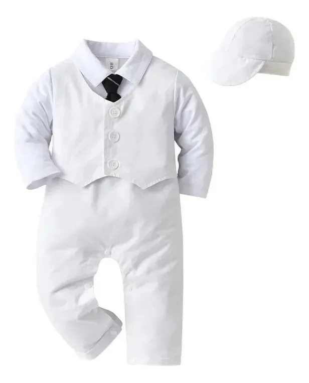 Conjunto de ternos de festa formal para bebês, 3 m a 24 m, cor branca, tamanho 6-9 m