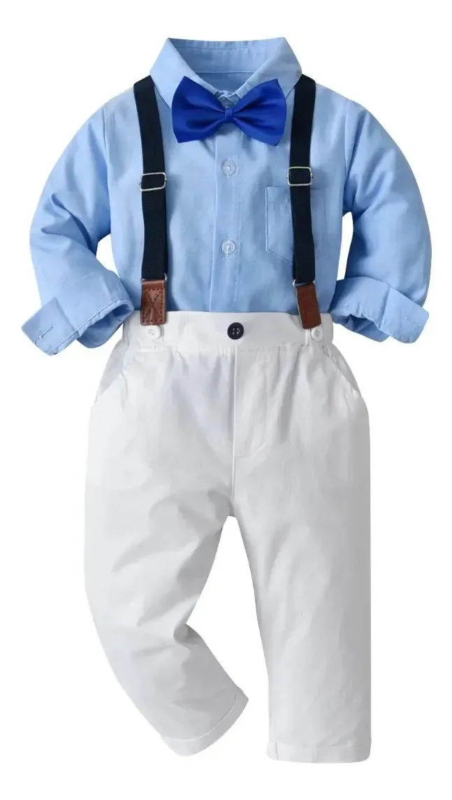 Conjunto de ternos formais para festas para bebês de 6 a 4 anos, cor branca, tamanho de 1 a 2 anos