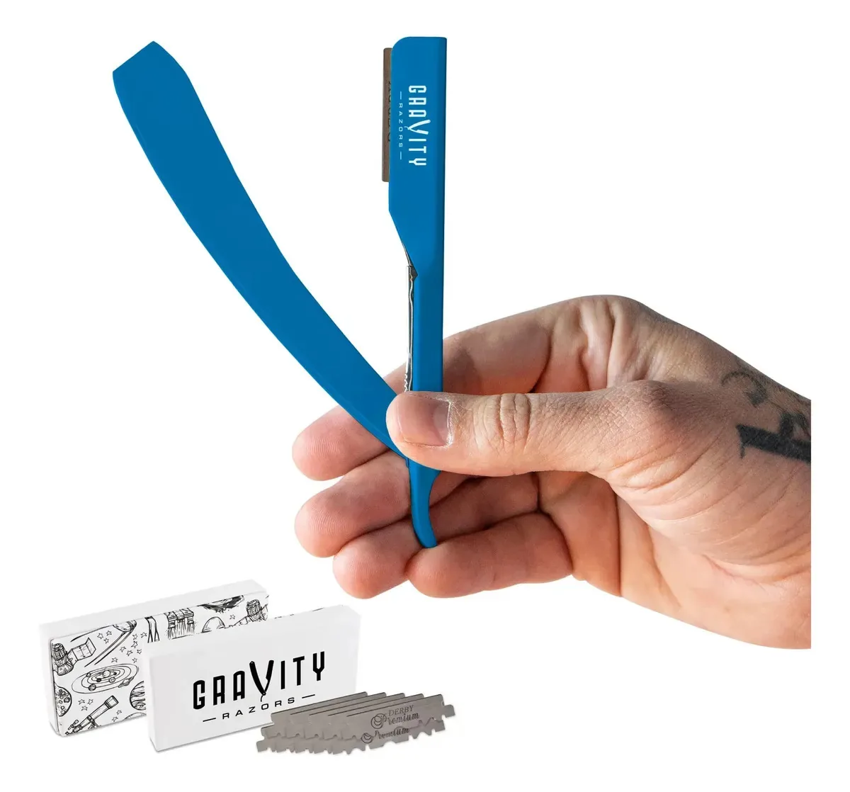 Lâmina de barbear profissional azul Straight Edge