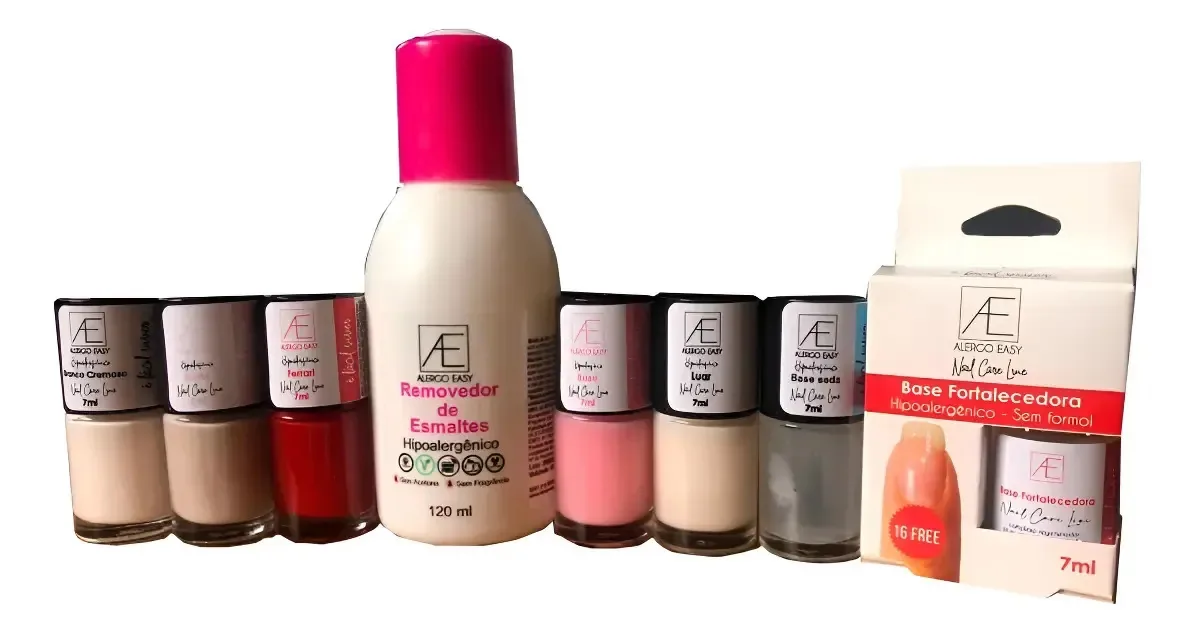 Kit Esmaltes Hipoalergênicos Alergo Easy Nude