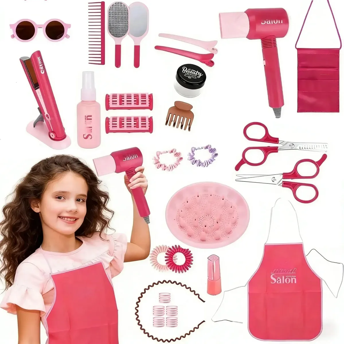Conjuntos de beleza para crianças, brinquedos, salão de cabeleireiro, vestiário