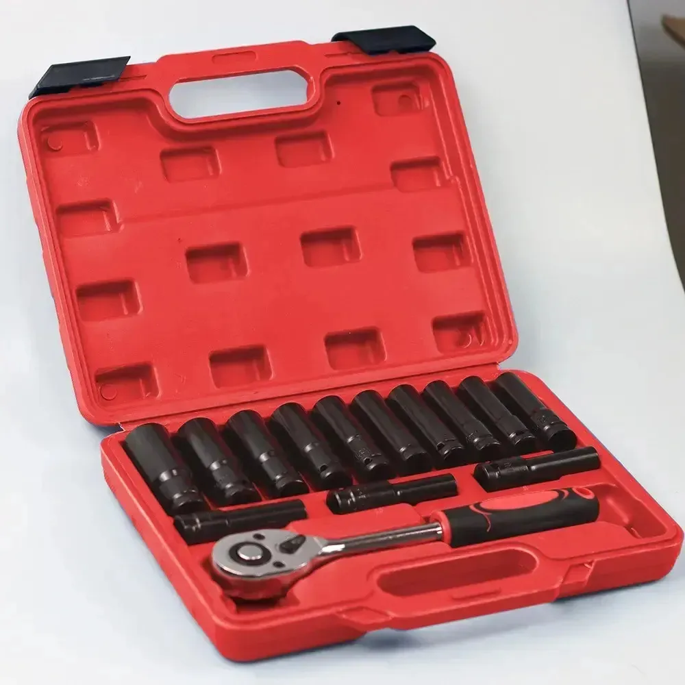 Conjunto de soquetes adaptadores Atrucker de 14 peças, chave de 1/2 soquete