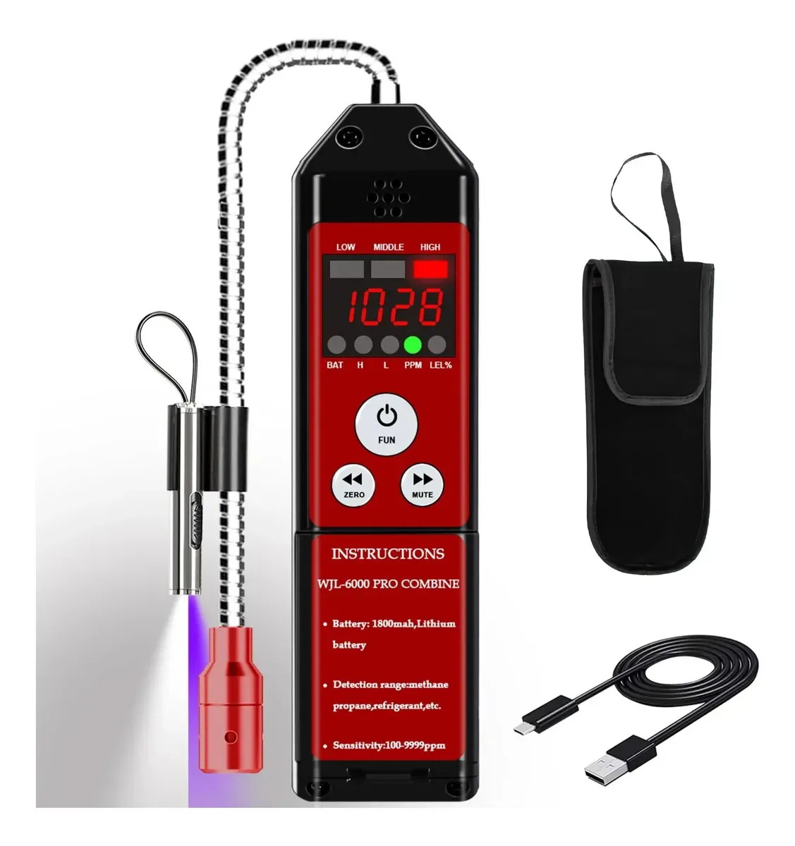 Aprvtio WJL-Pro - Detector de vazamento de freon recarregável A2l