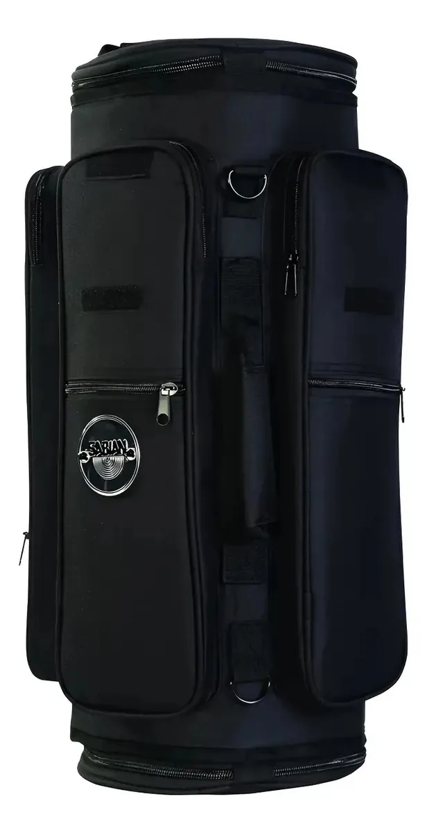 Bolsa de transporte para tambores pretos e bastões de percussão