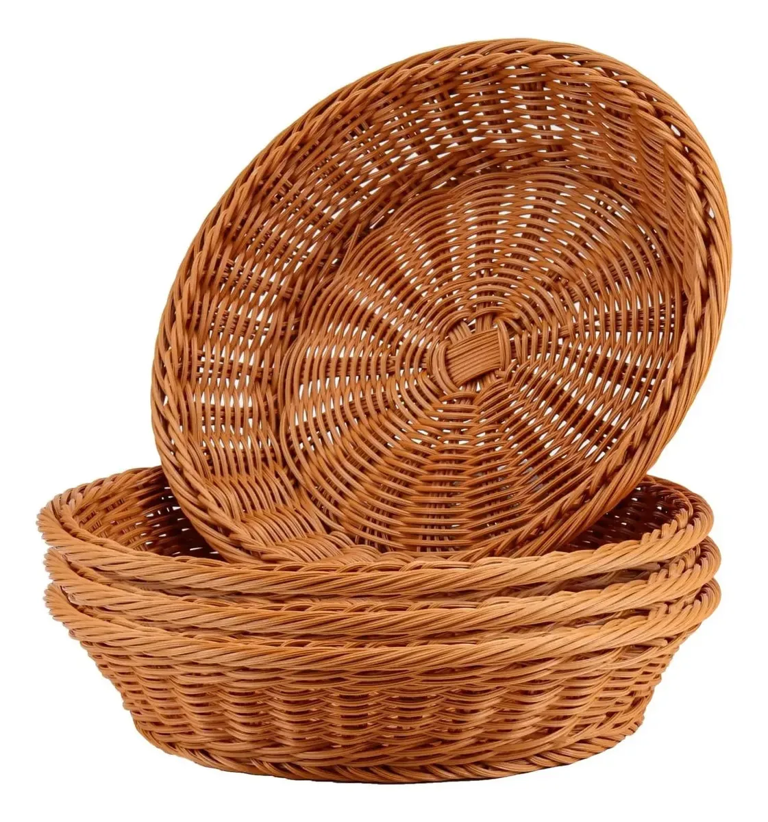Cestos redondos de vime Japchet de 30 cm - pacote com 4 marrons claros