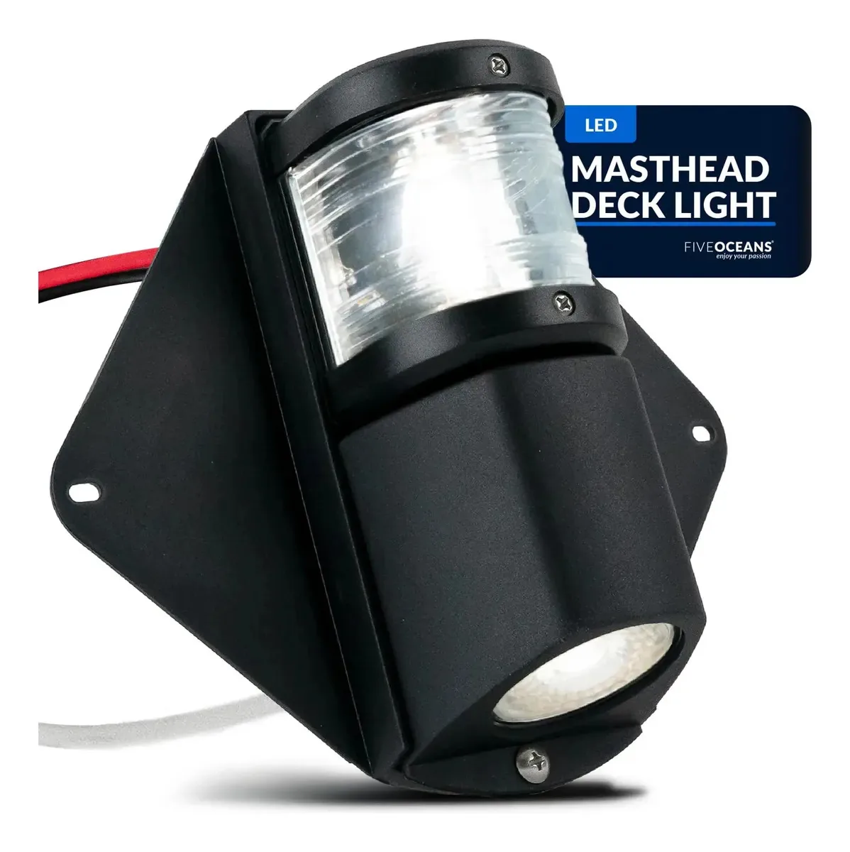 Combinação Five Oceans - luz de cabeça de poste e convés, tipo holofote e LED, tipo LED, preto