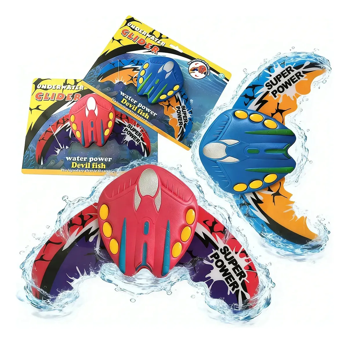 Conjunto Welago de 2 brinquedos aquáticos Devil Fish Glider — brinquedos subaquáticos movidos a água para piscina e praia, divertido jogo interativo para crianças, ideal para o verão e presente...