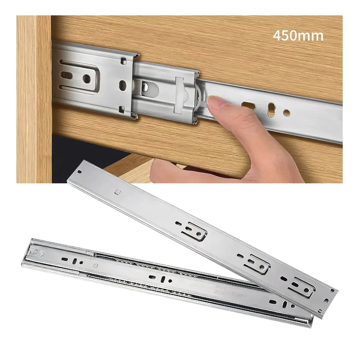 Gavetas deslizantes de 45 cm e 18 polegadas, trilhos deslizantes telescópicos, móveis de hardware industrial