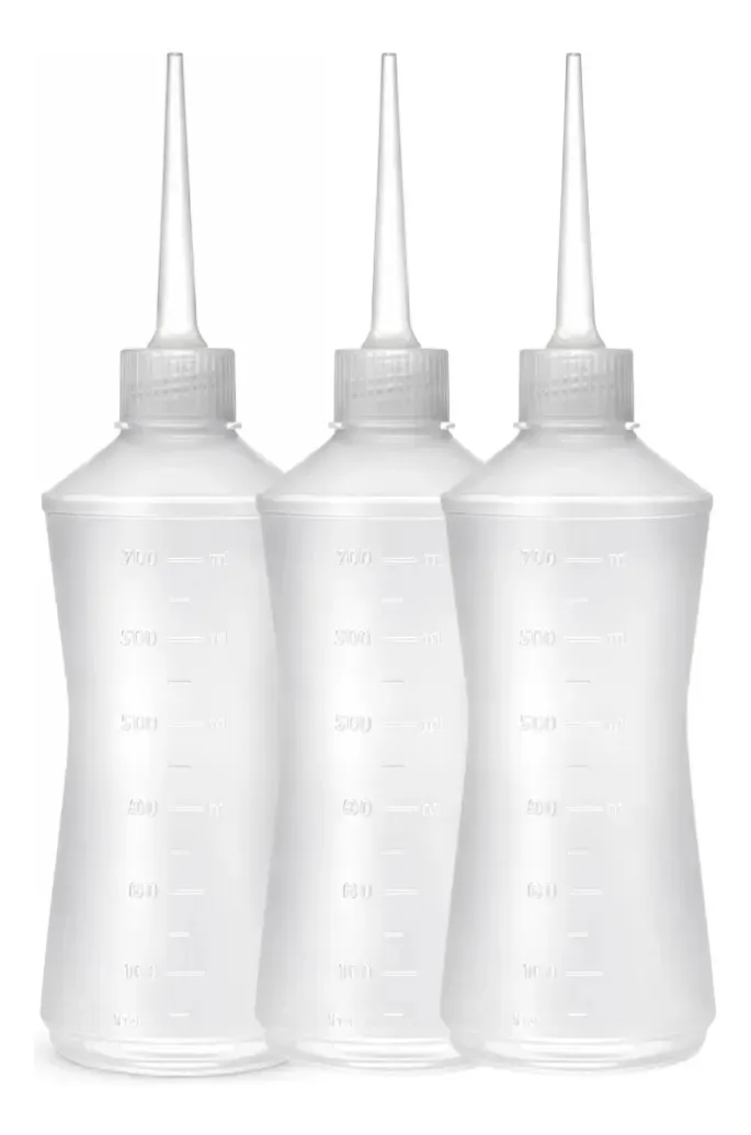3un Almotolia Pisseta Plástica Bico Reto Aplicador 500ml