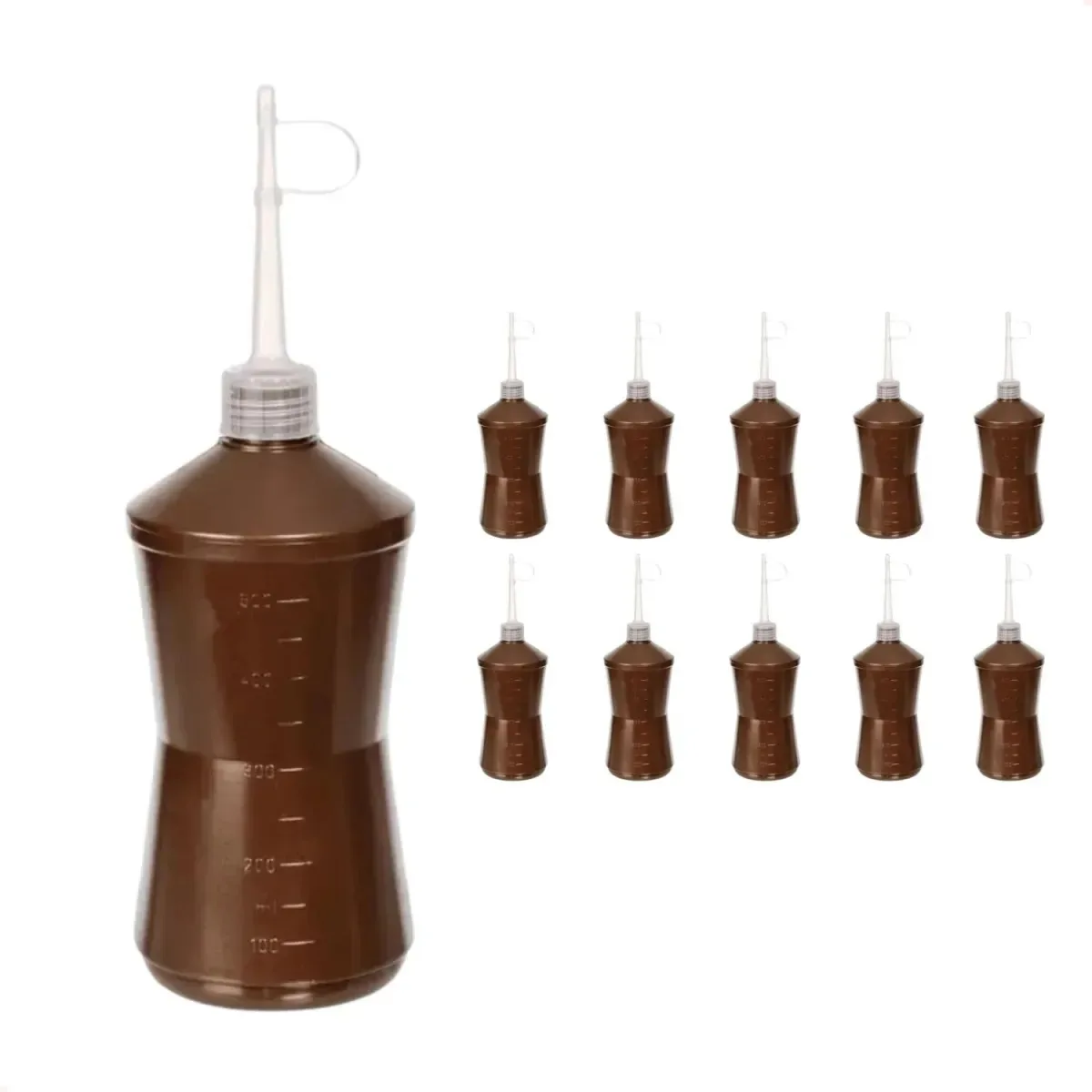 Kit com 10 Almotolias Marrom de 500ml para Álcool e Soluções