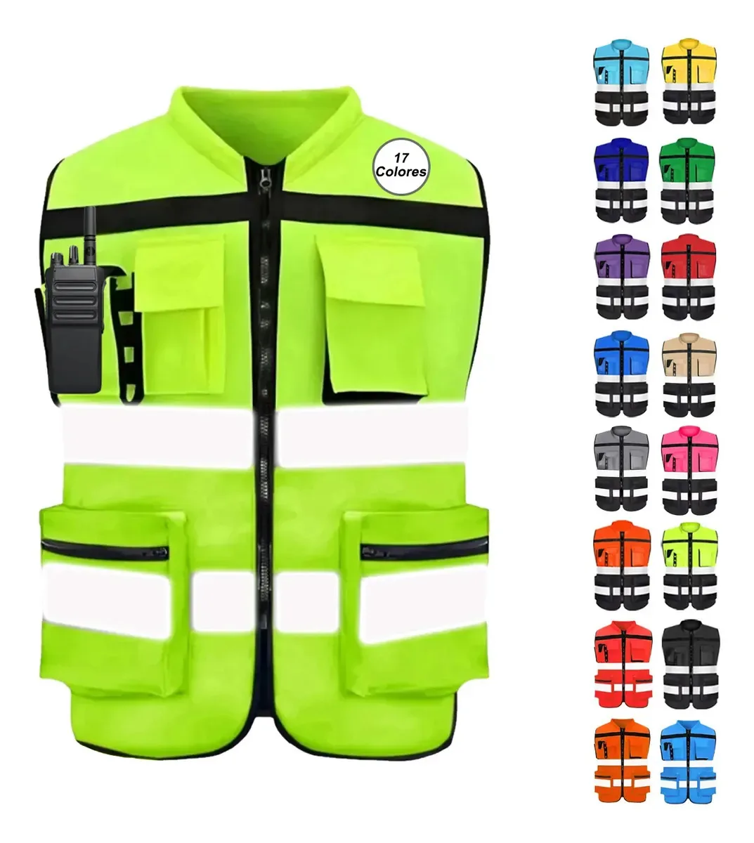 Coletes de segurança industrial refletivos, cores: verde fluorescente, 2xl