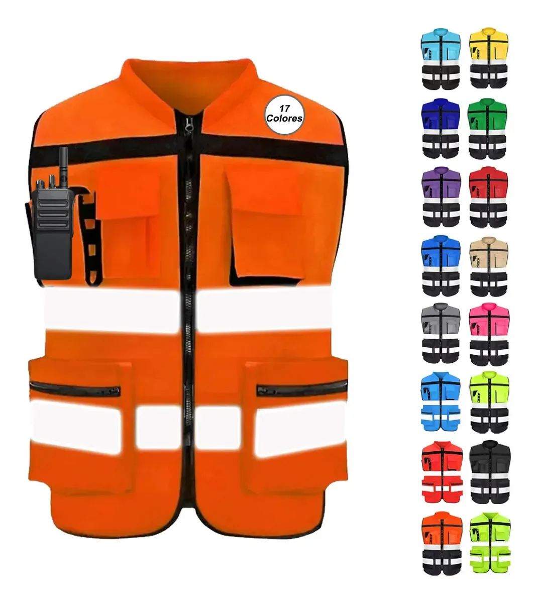 Coletes de segurança industrial refletivos, cores, laranja fluorescente, 2xl