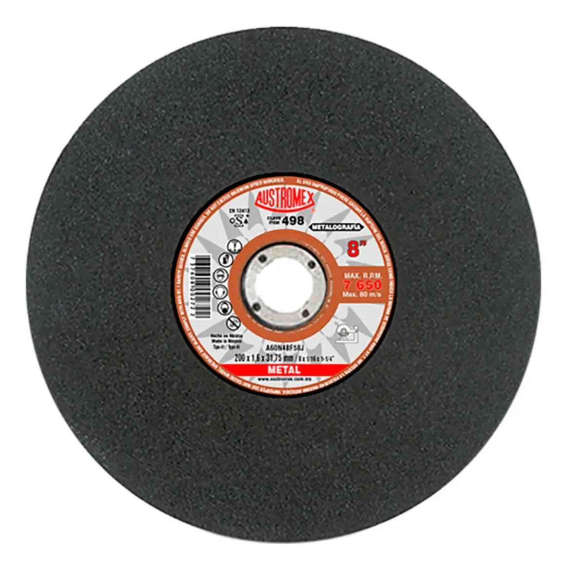 Disco abrasivo de corte Austromex 200x1,6x31,75mm