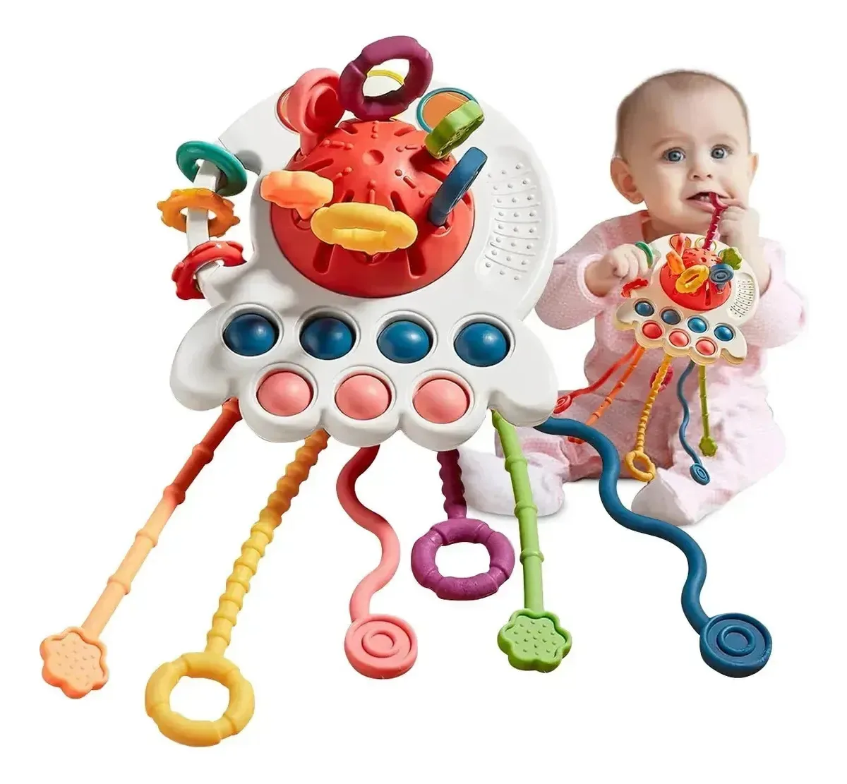 Brinquedo de atividade para polvo, brinquedos educativos vermelhos