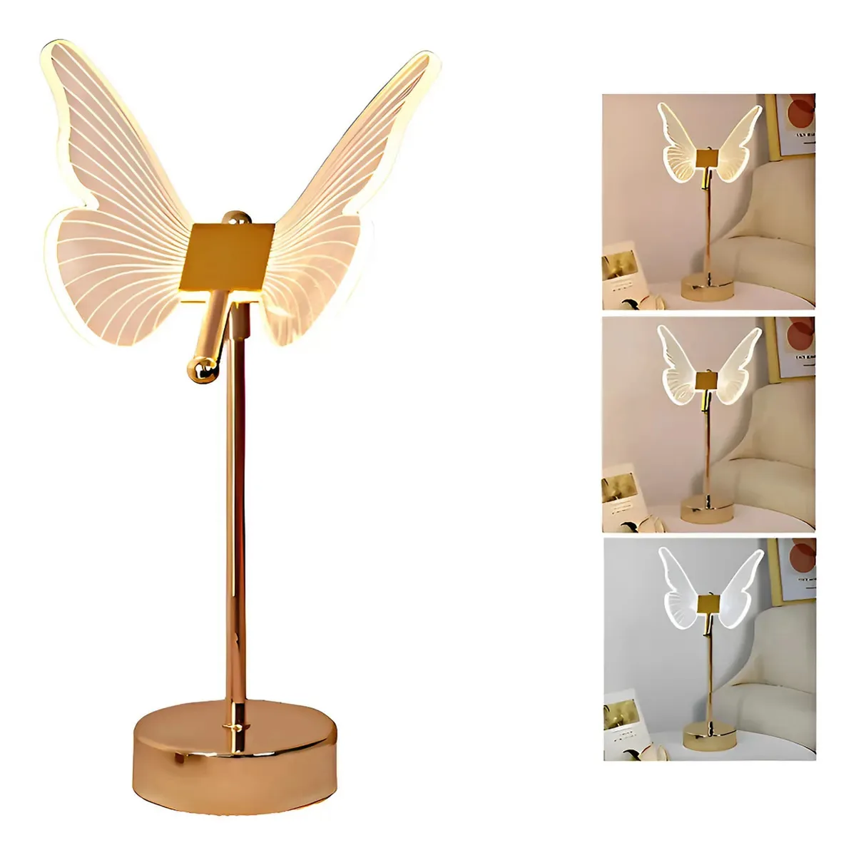 Candeeiro de mesa acrílico Buro Gold Butterfly Design Lâmpadas USB Raoshijiedkes, luminária de mesa, luminária de mesa, luminária de mesa, luminária de mesa, luminárias de mesa, luminárias de mesa