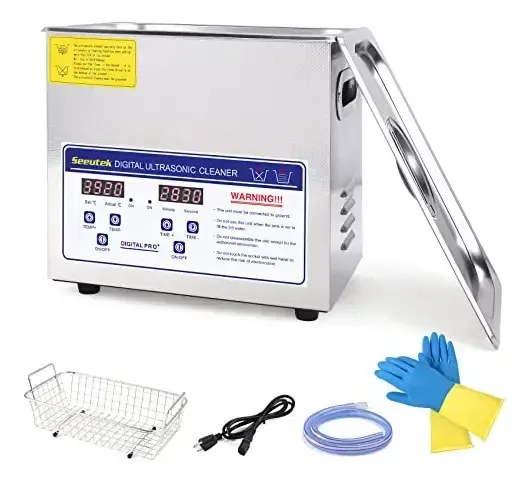 Limpador ultrassônico profissional Seeutek de 3,2 L com temporizador digital e aquecedor de aço inoxidável 304 para joias, anéis, diamantes, relógios, óculos, placa de circuito, dentaduras e peças