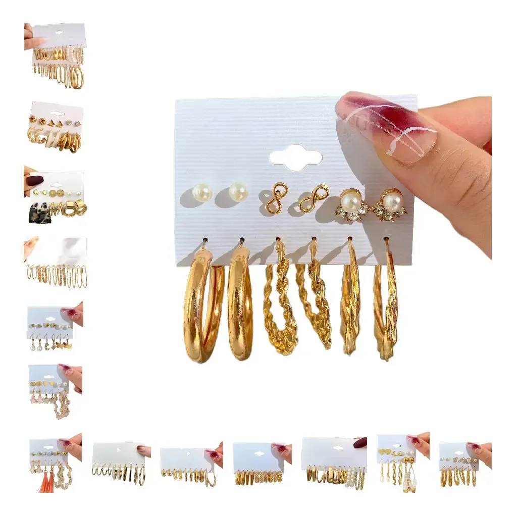 12 peças de brincos de ouro rasgado, brincos de joias femininas, brincos C-15
