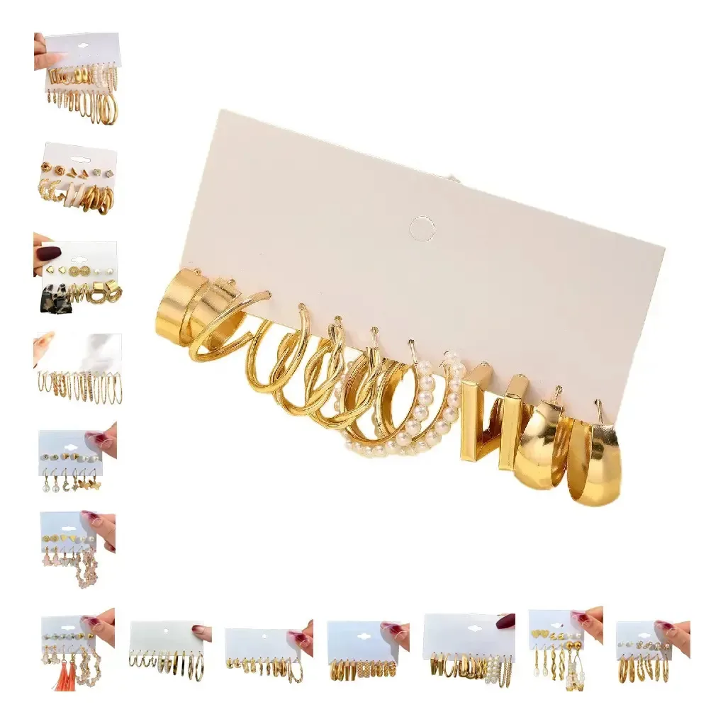 12 peças de brincos de ouro rasgado, brincos de joias femininas, brincos C-26