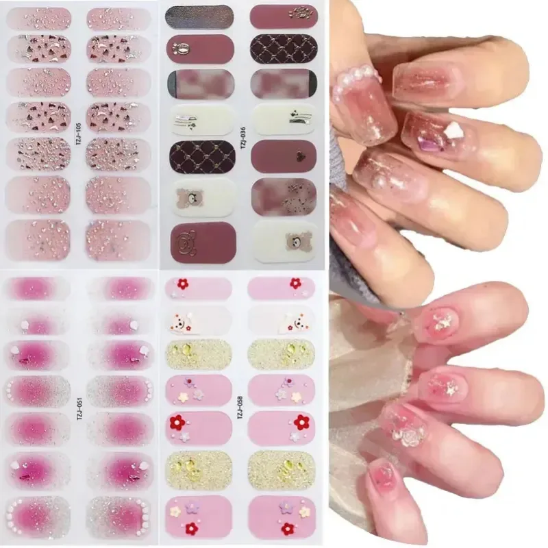 Adesivos de unhas Dgminghe, 4 peças, adesivos para unhas, adesivos para unhas, adesivos para unhas, adesivos de gel, decoração, cristais de unhas, pedras decorativas, unhas postiças, ofensa