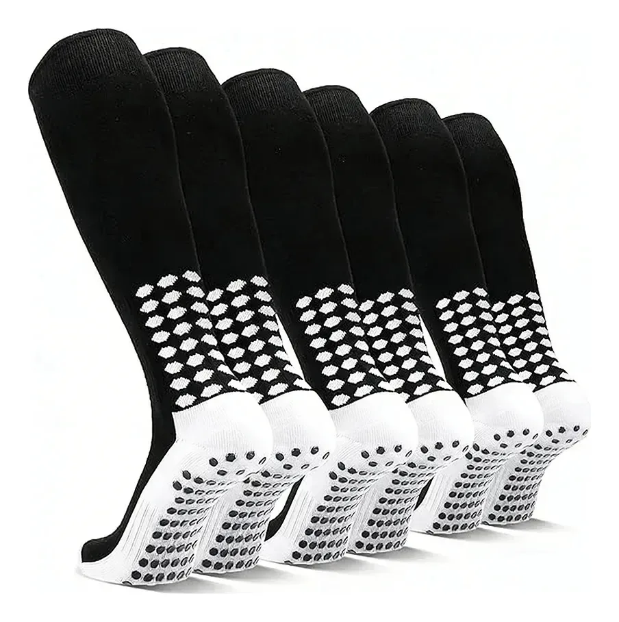 3 meias esportivas antiderrapantes longas médias, meias esportivas longas antiderrapantes de algodão respirável para basquete de joelho para adultos, para basquete, corrida,