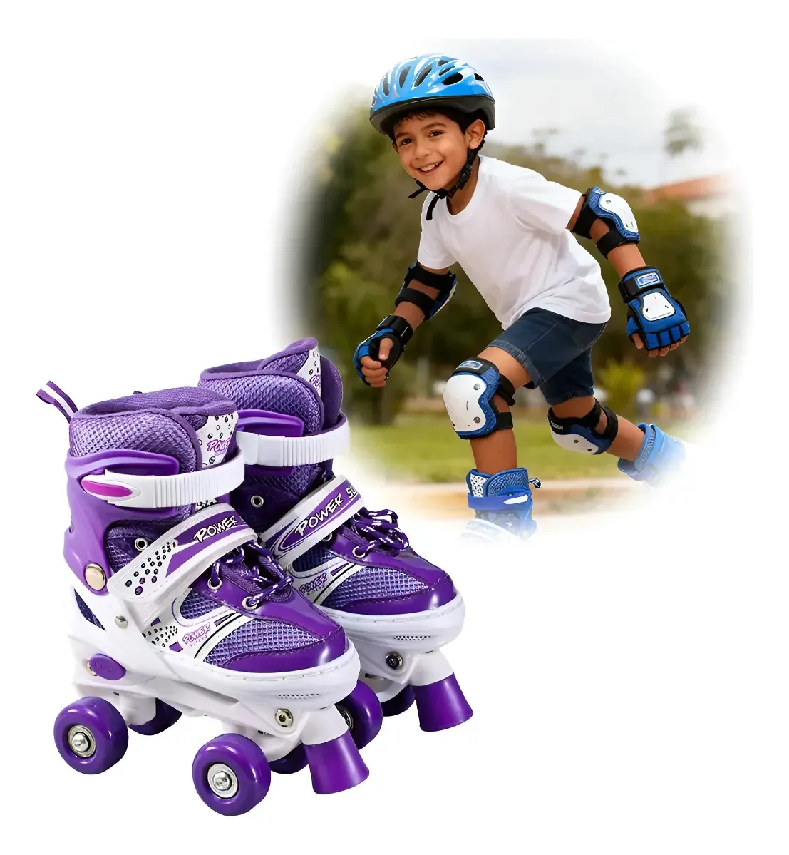 Patins de 4 rodas Sirena Boy Girl com rodas ajustáveis Luminosa S Lila