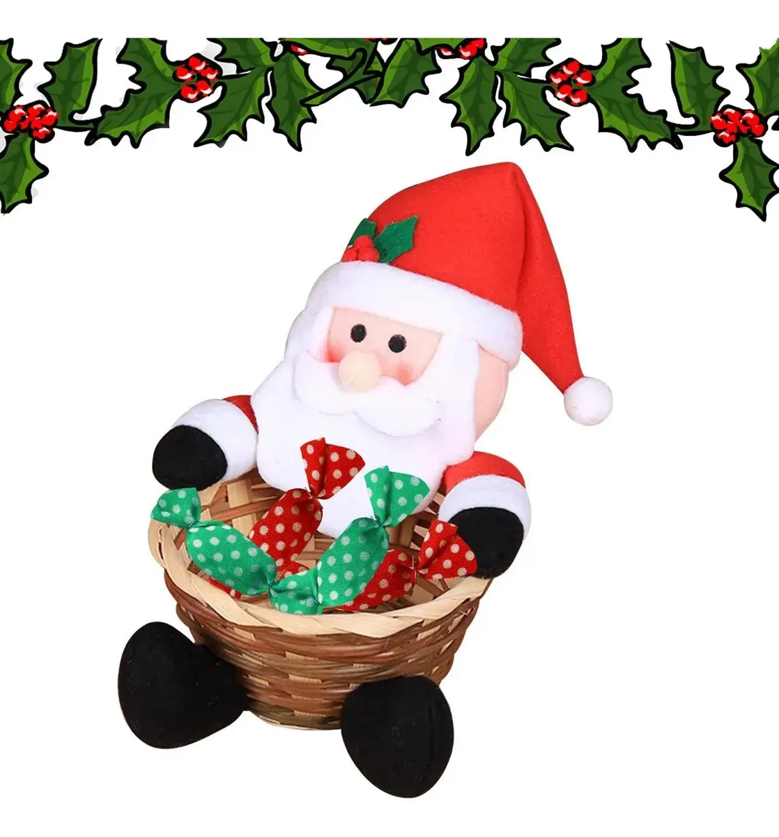 Cestas de doces de Natal, cesta de tecido para decoração de mesa de Natal, porta-doces | Cesta de armazenamento de doces de Natal para frutas, lanches, chocolates e espartilhos