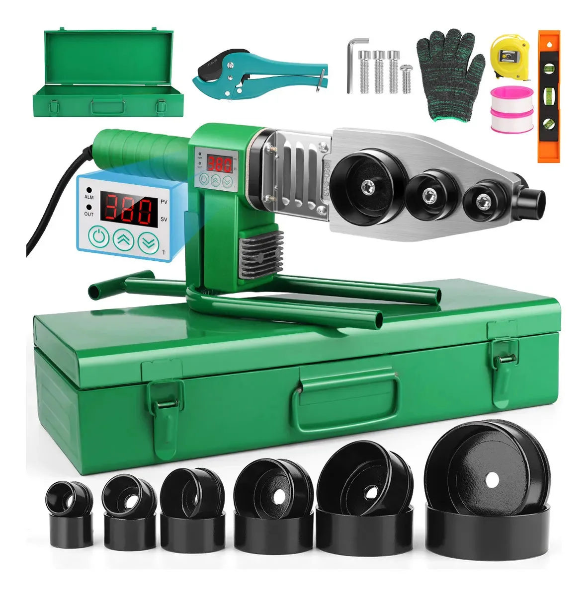 Termofusor de 1800 W com kit de ferramentas de solda de tubo de 6 dados