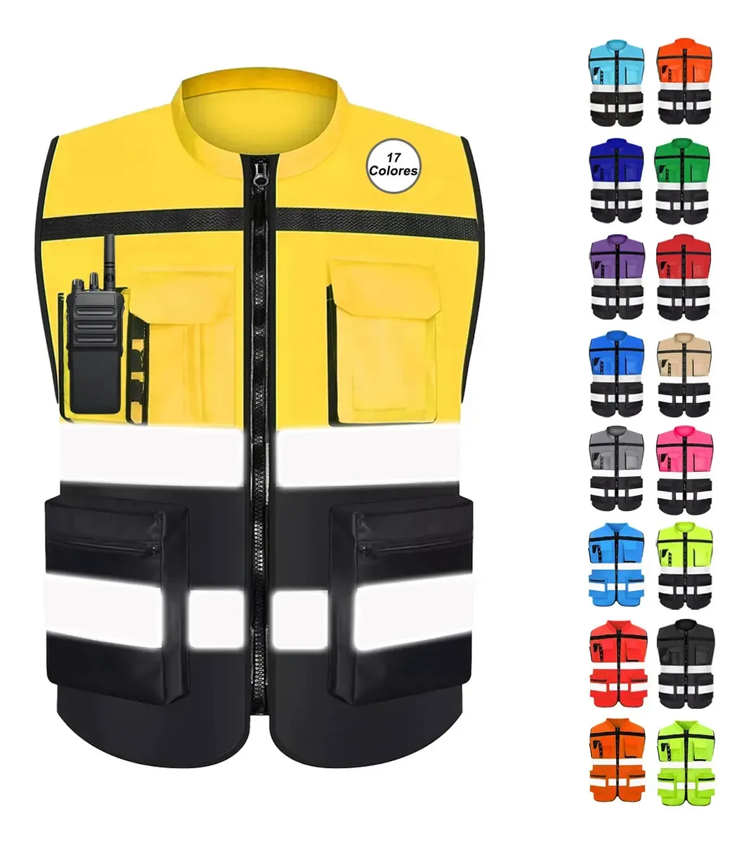 Coletes de segurança industrial refletivos, cores: amarelo, L