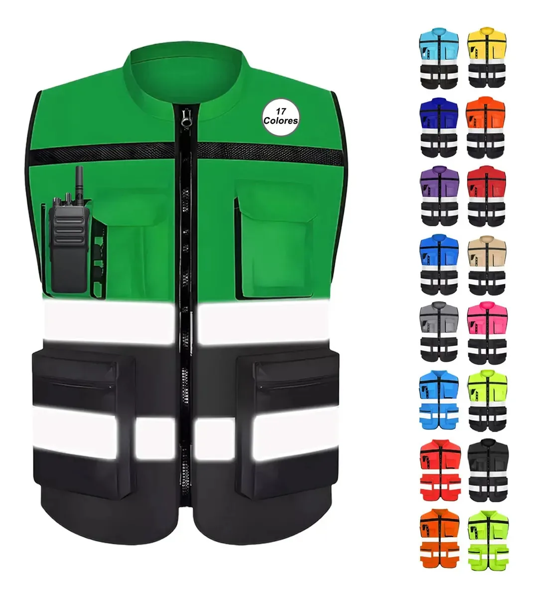 Coletes de segurança industrial refletivos, cores: verde escuro, L