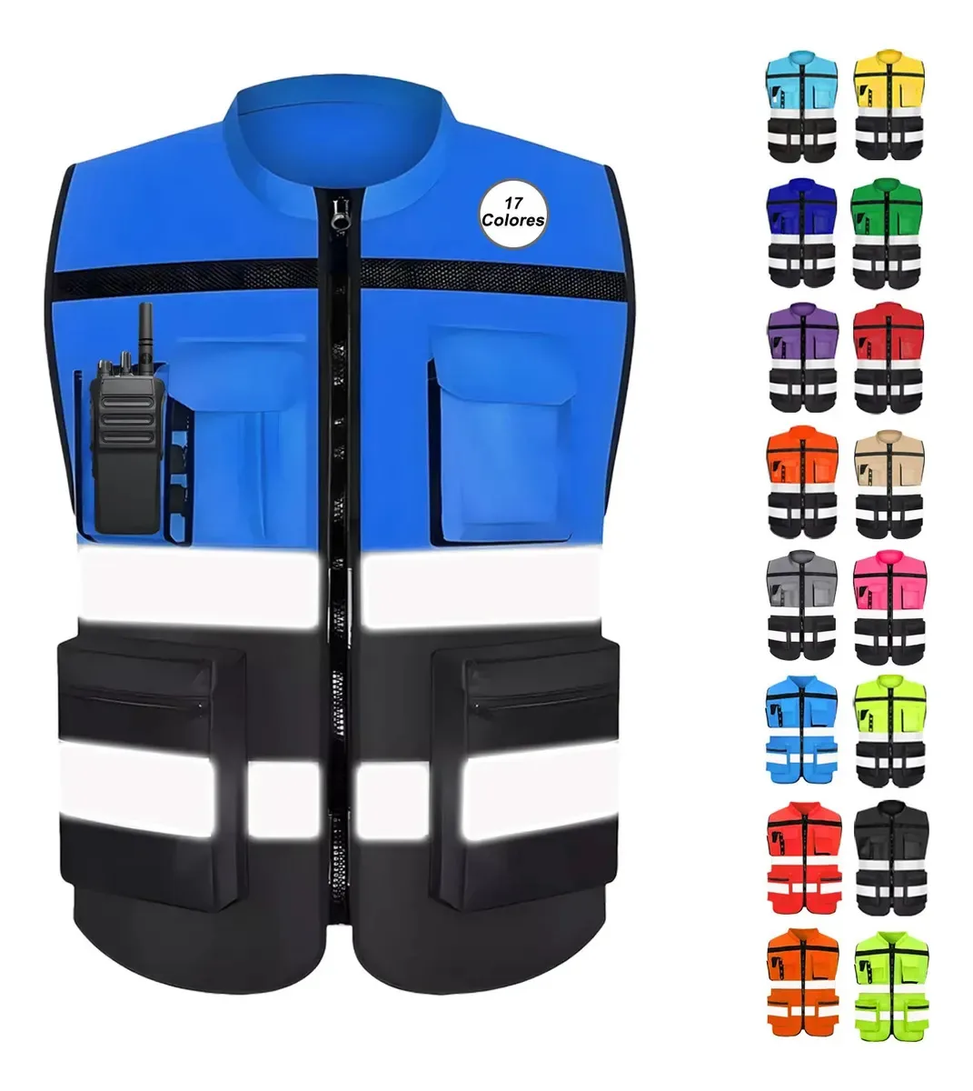 Coletes de segurança industrial refletivos, cores: azul, aço L